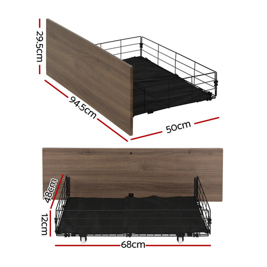 Artiss 2x Bed Frame Storage Drawers Trundle Black MBED-C-DRAW-WALX2