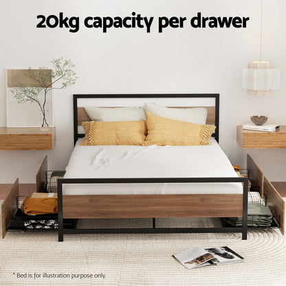 Artiss 2x Bed Frame Storage Drawers Trundle Black MBED-C-DRAW-WALX2