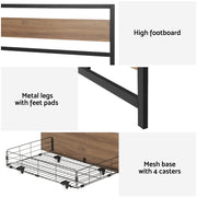 Artiss Bed Frame Double Size Metal Frame with 2 Drawers DREW