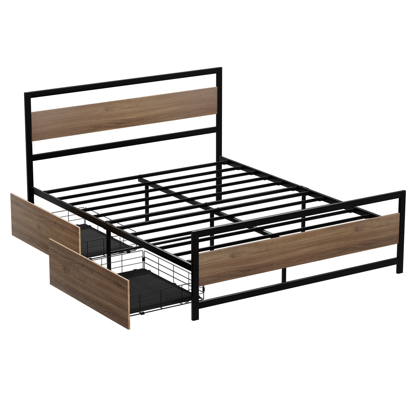 Artiss Bed Frame Double Size Metal Frame with 2 Drawers DREW MBED-C-DREW-D-DRAW