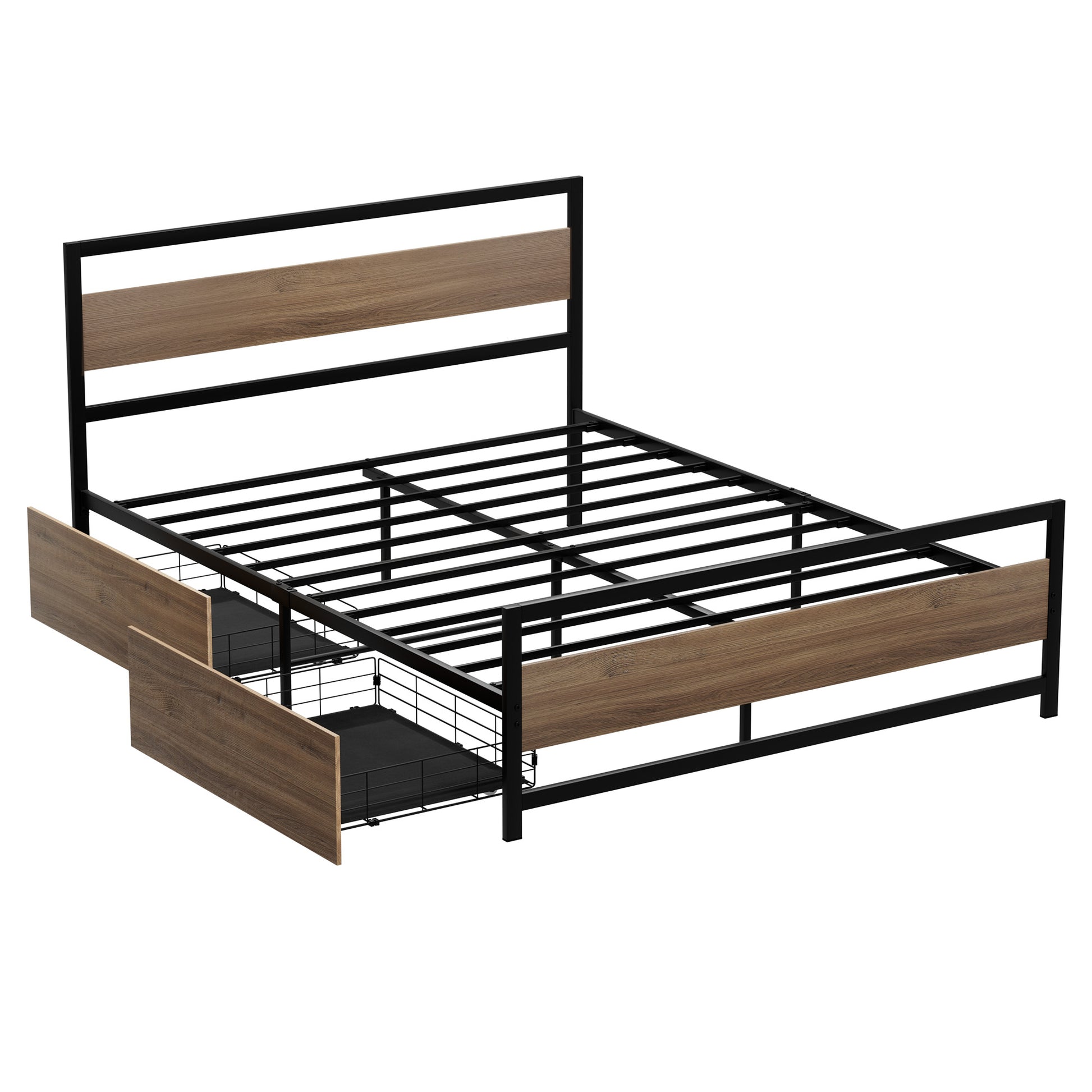 Artiss Bed Frame Double Size Metal Frame with 2 Drawers DREW MBED-C-DREW-D-DRAW