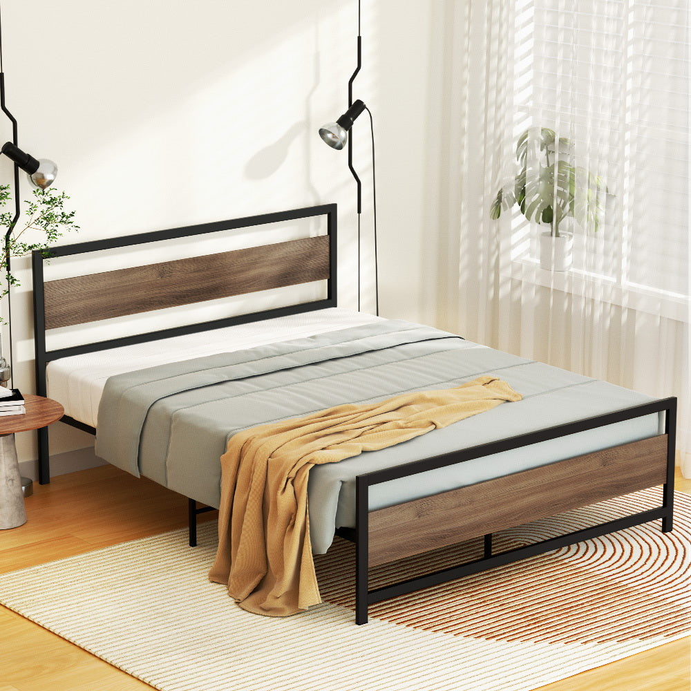 Artiss Bed Frame Queen Size Metal Base Mattress Platform Foundation Black DREW MBED-C-DREW-Q-BK-AB