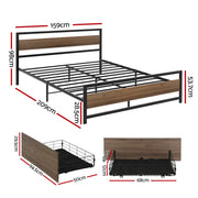Artiss DREW Queen Metal Bed Frame with 2 Drawers