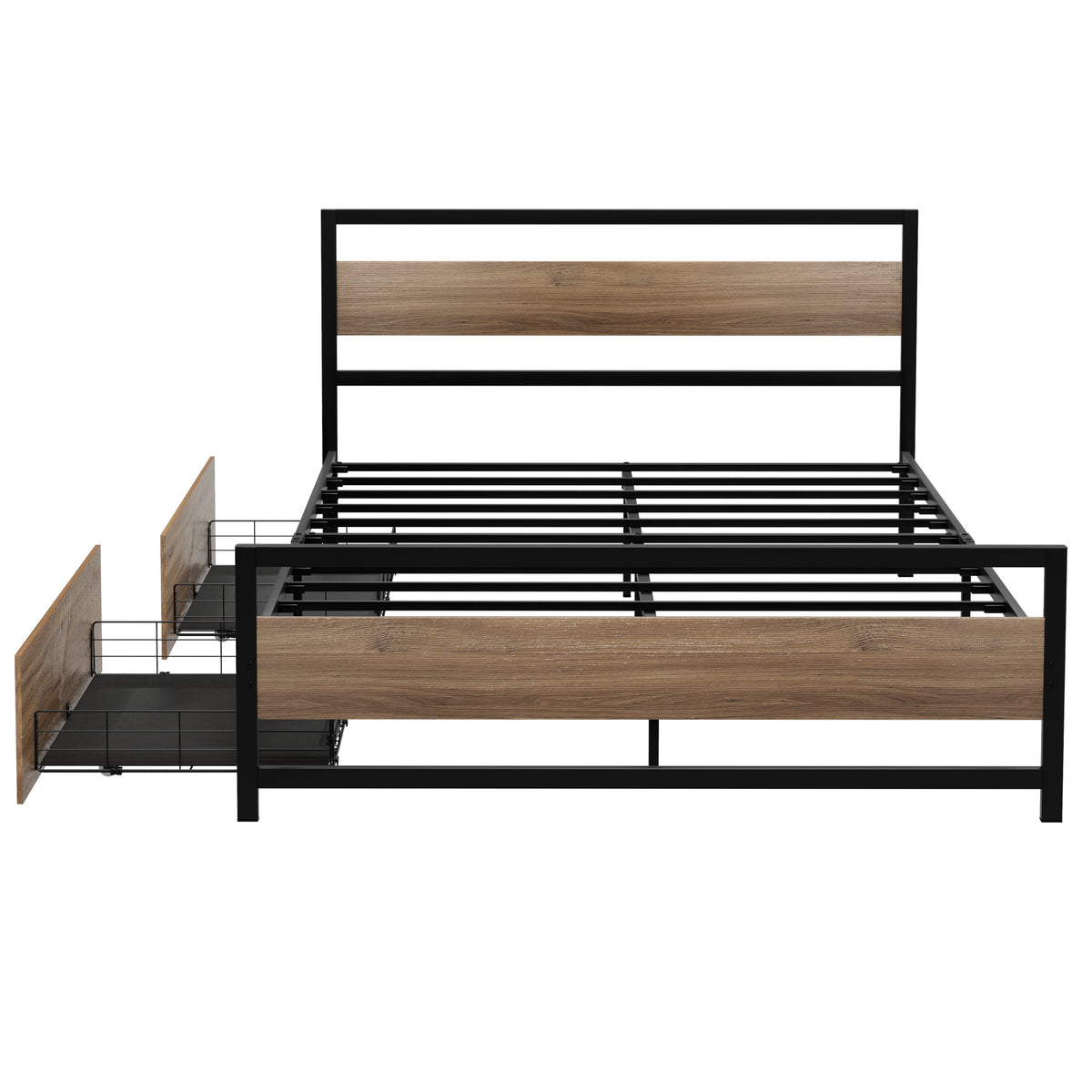 Artiss DREW Queen Metal Bed Frame with 2 Drawers