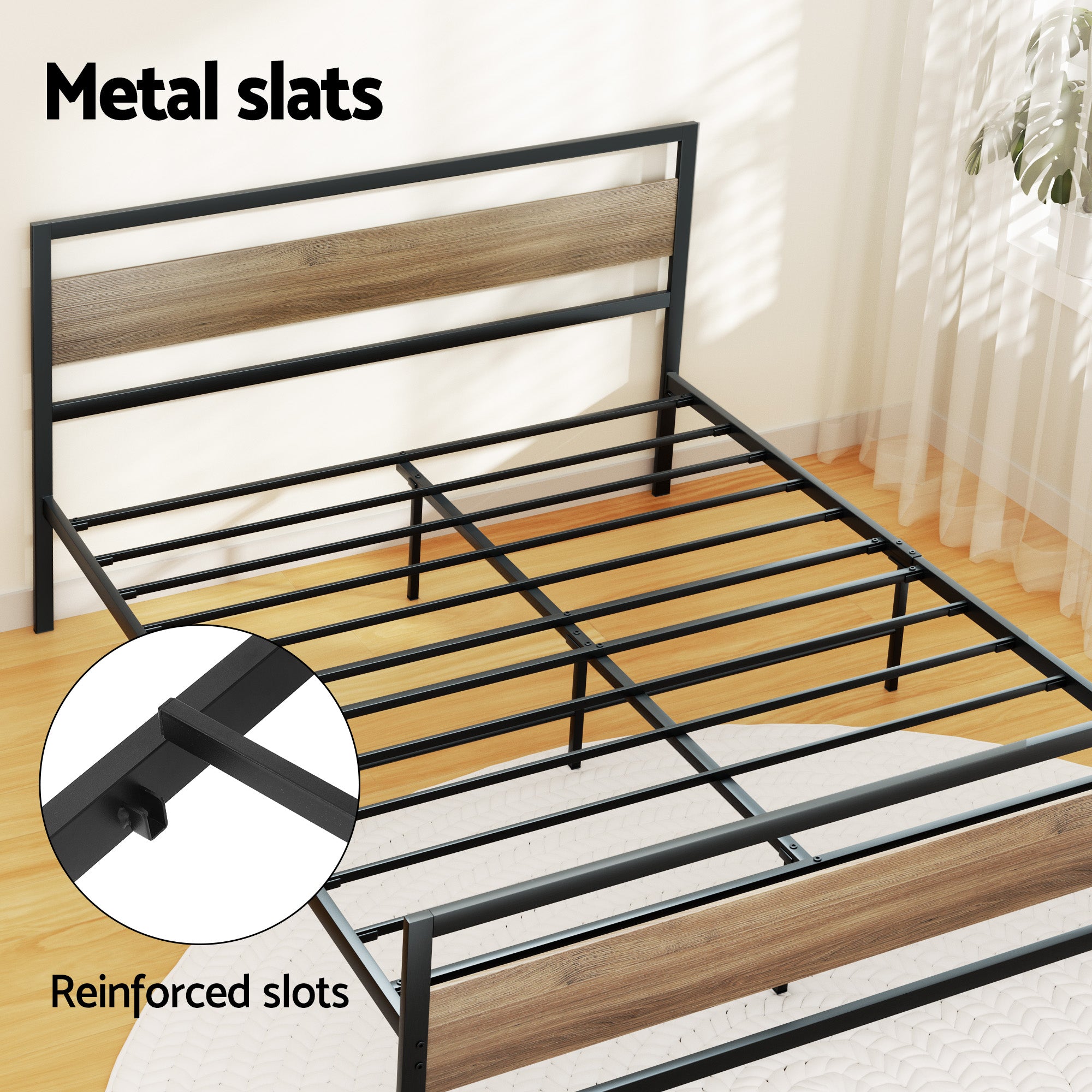 Artiss DREW Queen Metal Bed Frame with 2 Drawers