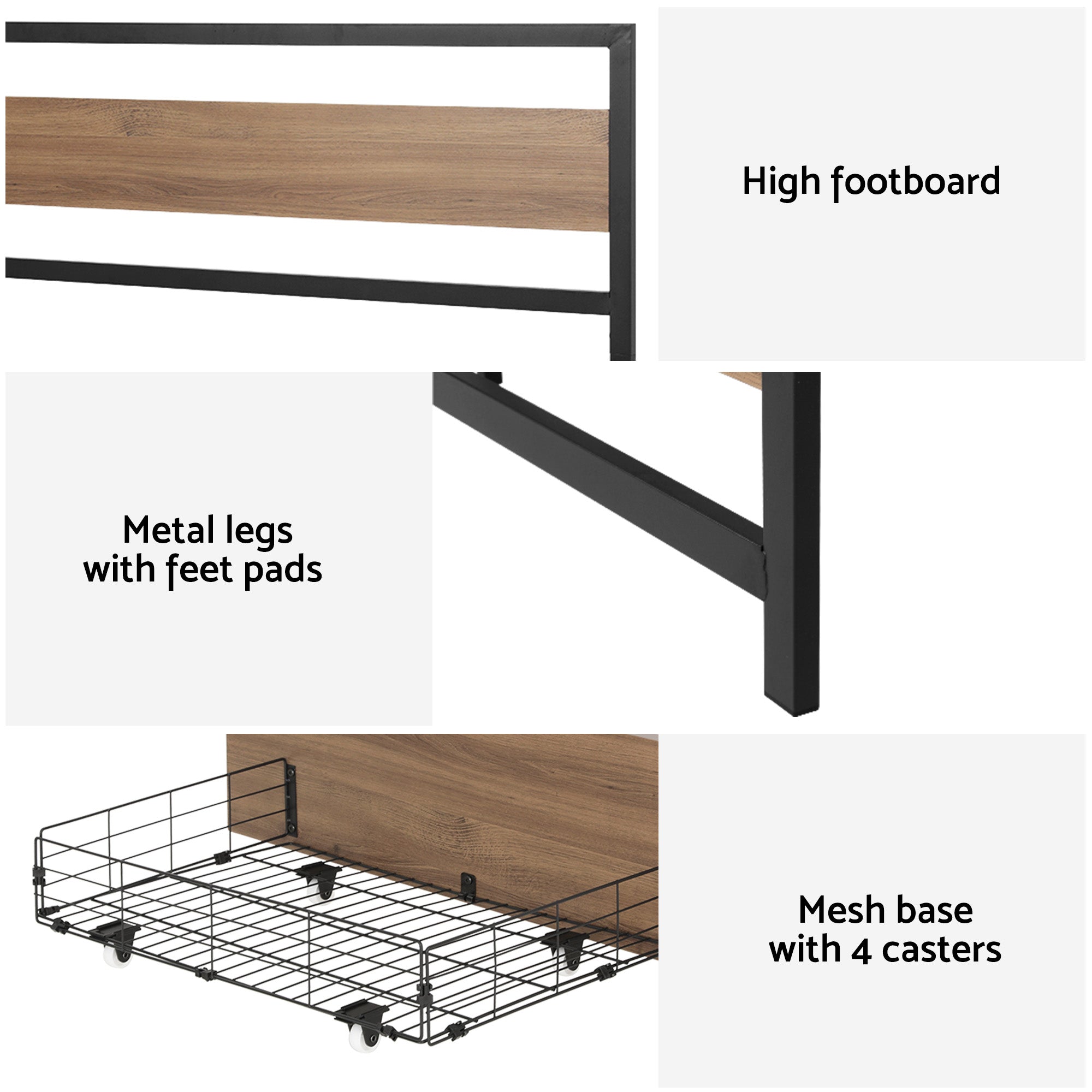 Artiss DREW Queen Metal Bed Frame with 2 Drawers