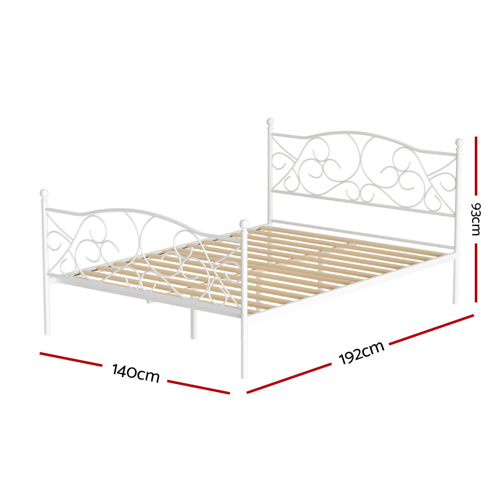 Artiss Bed Frame Double Size Metal Bed Frame GROA MBED-C-GROA-D-WH-AB