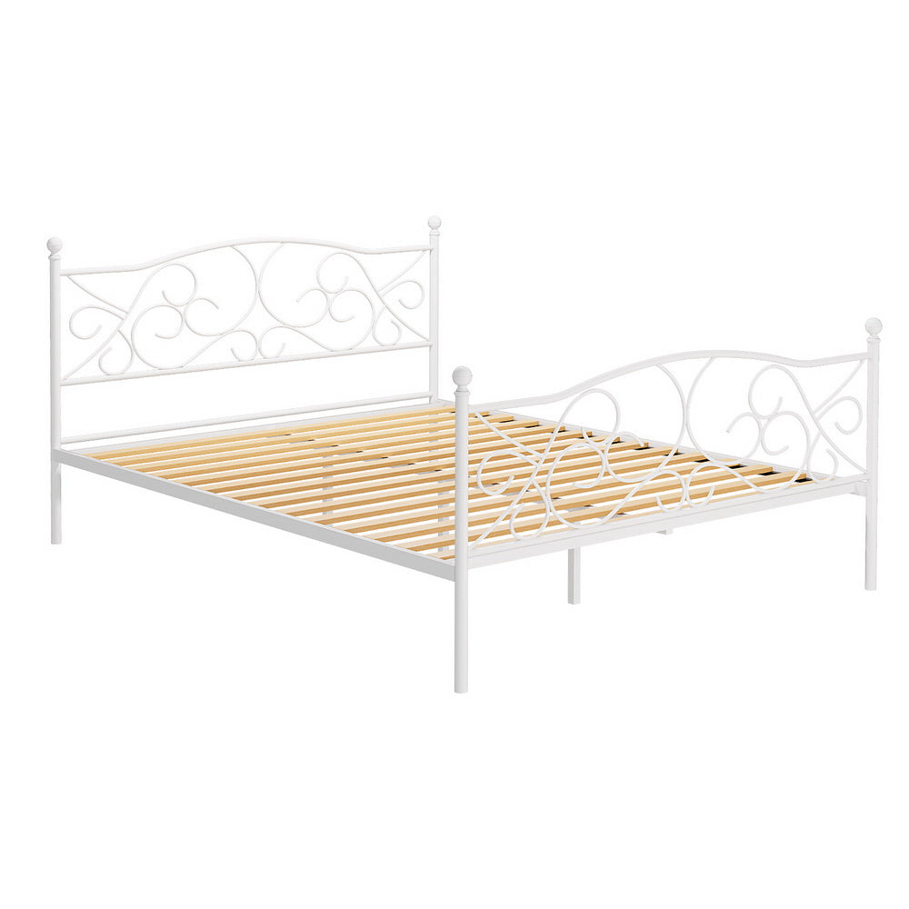 Artiss Bed Frame Queen Size Metal Bed Frame GROA MBED-C-GROA-Q-WH-AB