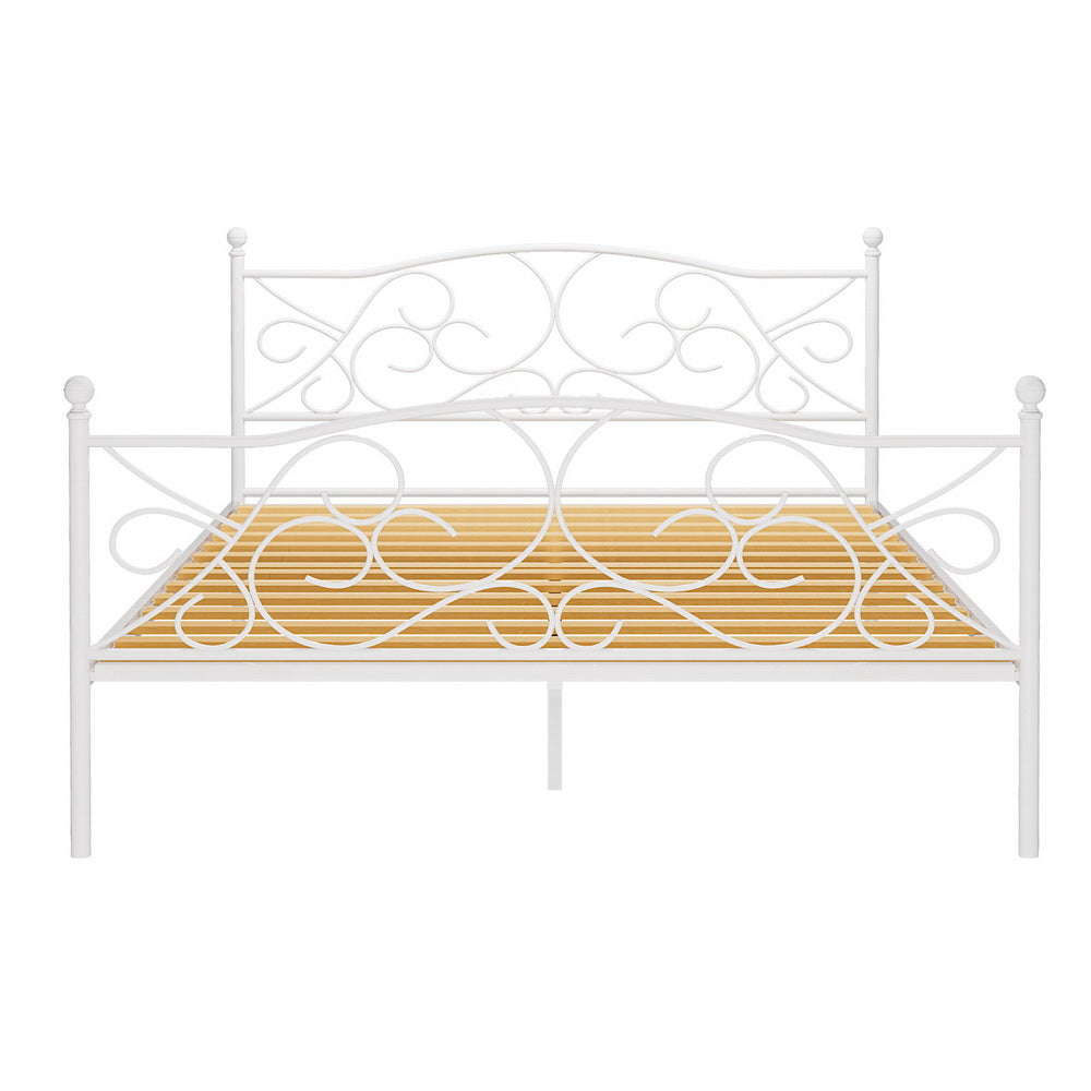 Artiss Bed Frame Queen Size Metal Bed Frame GROA MBED-C-GROA-Q-WH-AB
