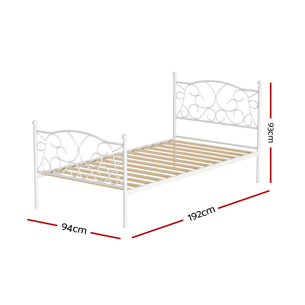 Artiss Bed Frame Single Size Metal Bed Frame GROA MBED-C-GROA-S-WH-AB