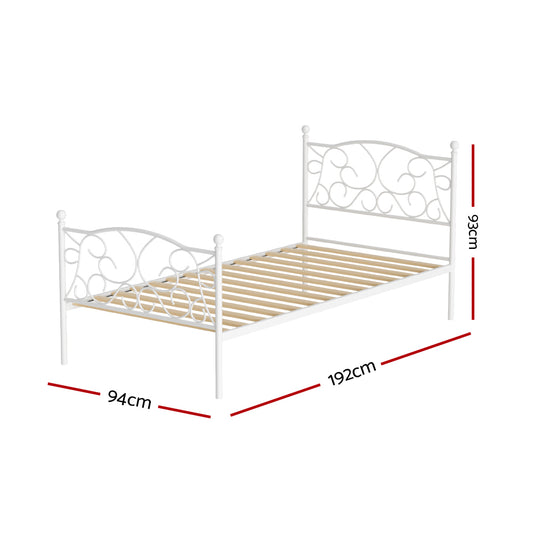Artiss Bed Frame Single Size Metal Bed Frame GROA MBED-C-GROA-S-WH-AB