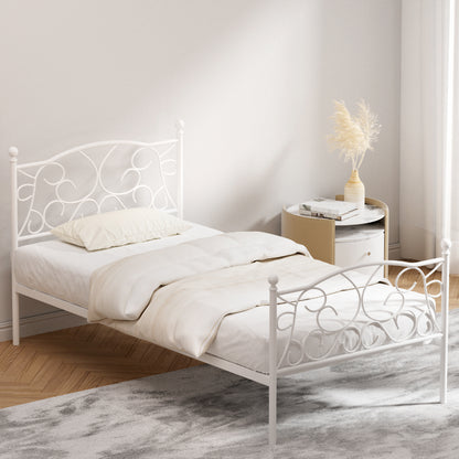 Artiss Bed Frame Single Size Metal Bed Frame GROA MBED-C-GROA-S-WH-AB