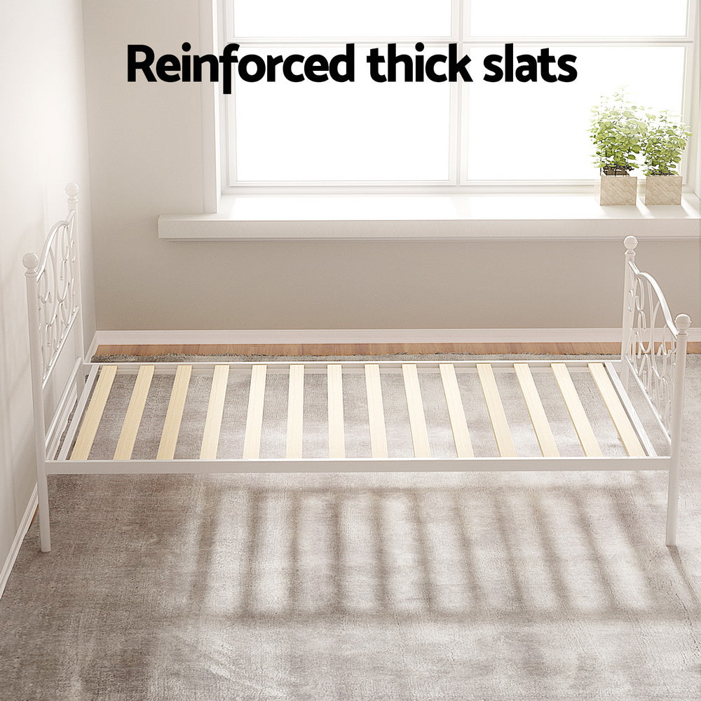 Artiss Bed Frame Single Size Metal Bed Frame GROA MBED-C-GROA-S-WH-AB
