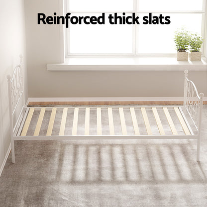 Artiss Bed Frame Single Size Metal Bed Frame GROA MBED-C-GROA-S-WH-AB