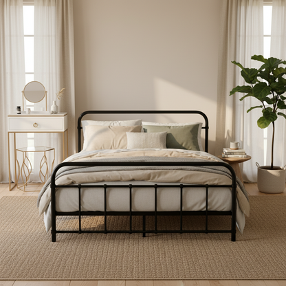 Artiss Bed Frame Metal Bed Frame LEO - Double (Black) MBED-C-LEO-D-BK