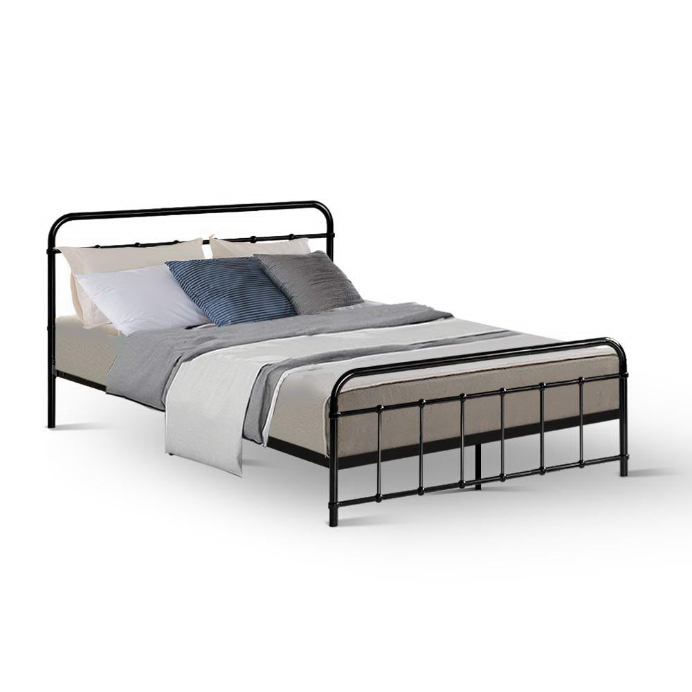 Artiss Bed Frame Metal Bed Frame LEO - Double (Black) MBED-C-LEO-D-BK
