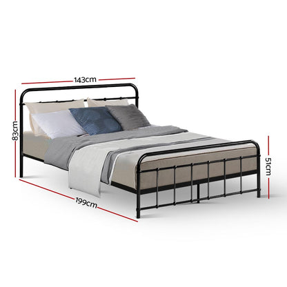 Artiss Bed Frame Metal Bed Frame LEO - Double (Black) MBED-C-LEO-D-BK
