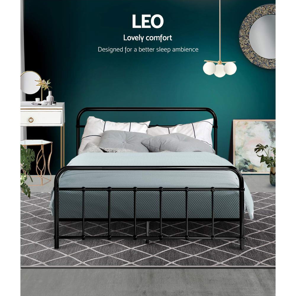Artiss Bed Frame Metal Bed Frame LEO - Double (Black) MBED-C-LEO-D-BK