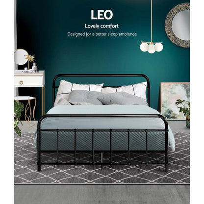 Artiss Bed Frame Metal Bed Frame LEO - Double (Black) MBED-C-LEO-D-BK