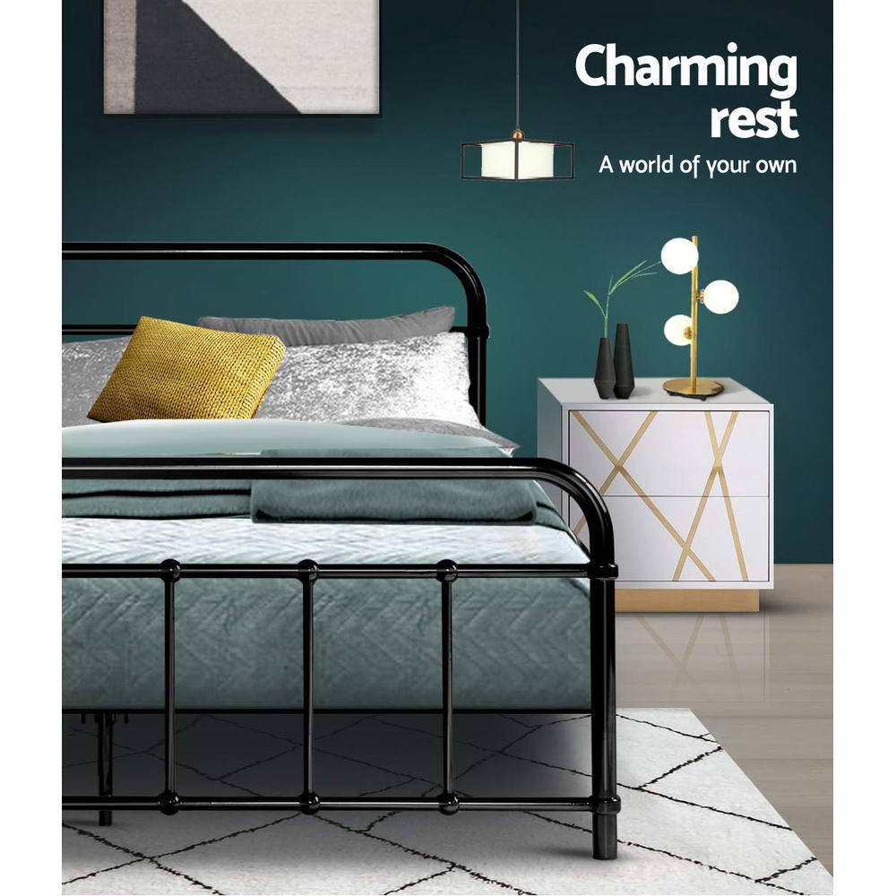 Artiss Bed Frame Metal Bed Frame LEO - Double (Black) MBED-C-LEO-D-BK