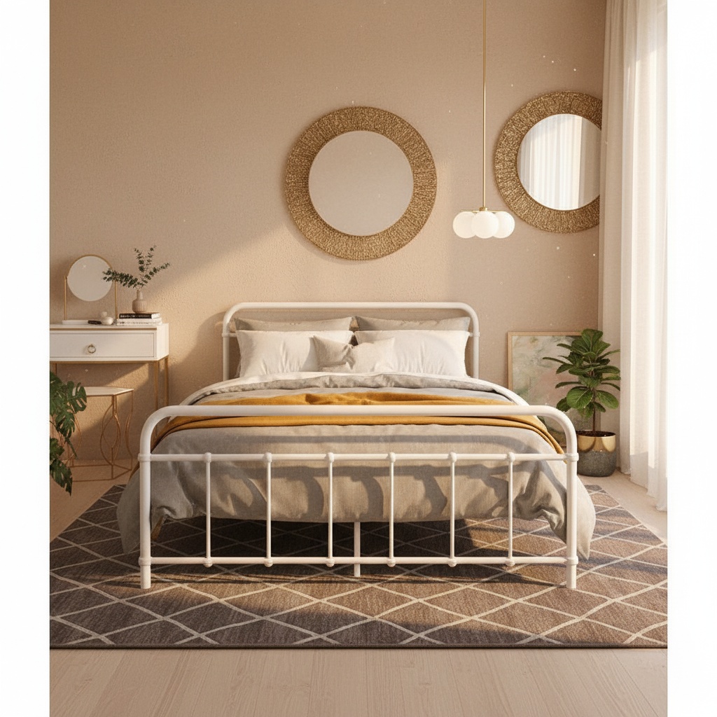 Artiss Bed Frame Metal Bed Frame LEO - Double (White) MBED-C-LEO-D-WH