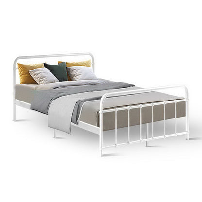 Artiss Bed Frame Metal Bed Frame LEO - Double (White) MBED-C-LEO-D-WH