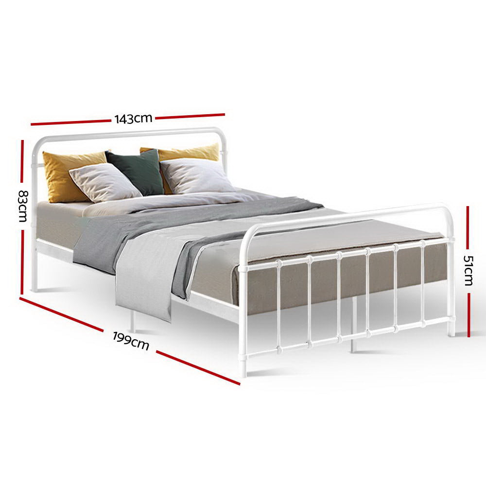 Artiss Bed Frame Metal Bed Frame LEO - Double (White) MBED-C-LEO-D-WH