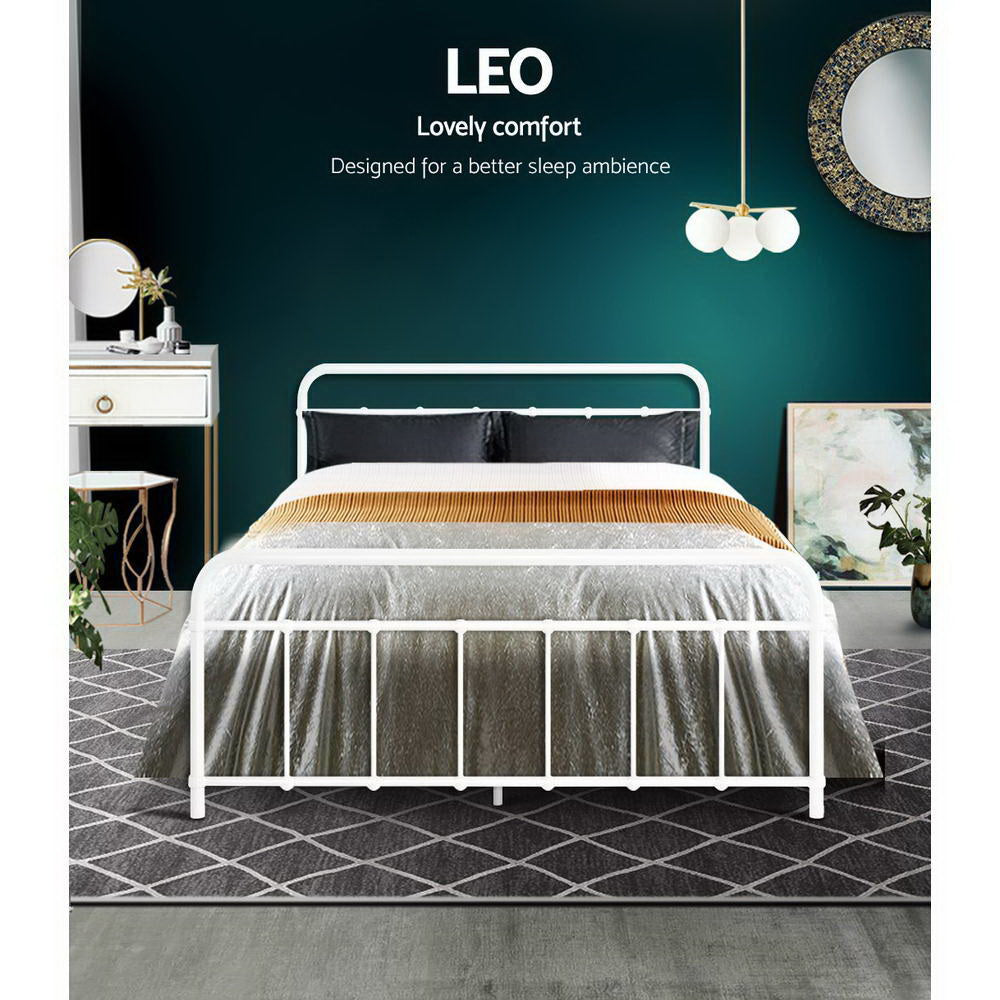 Artiss Bed Frame Metal Bed Frame LEO - Double (White) MBED-C-LEO-D-WH