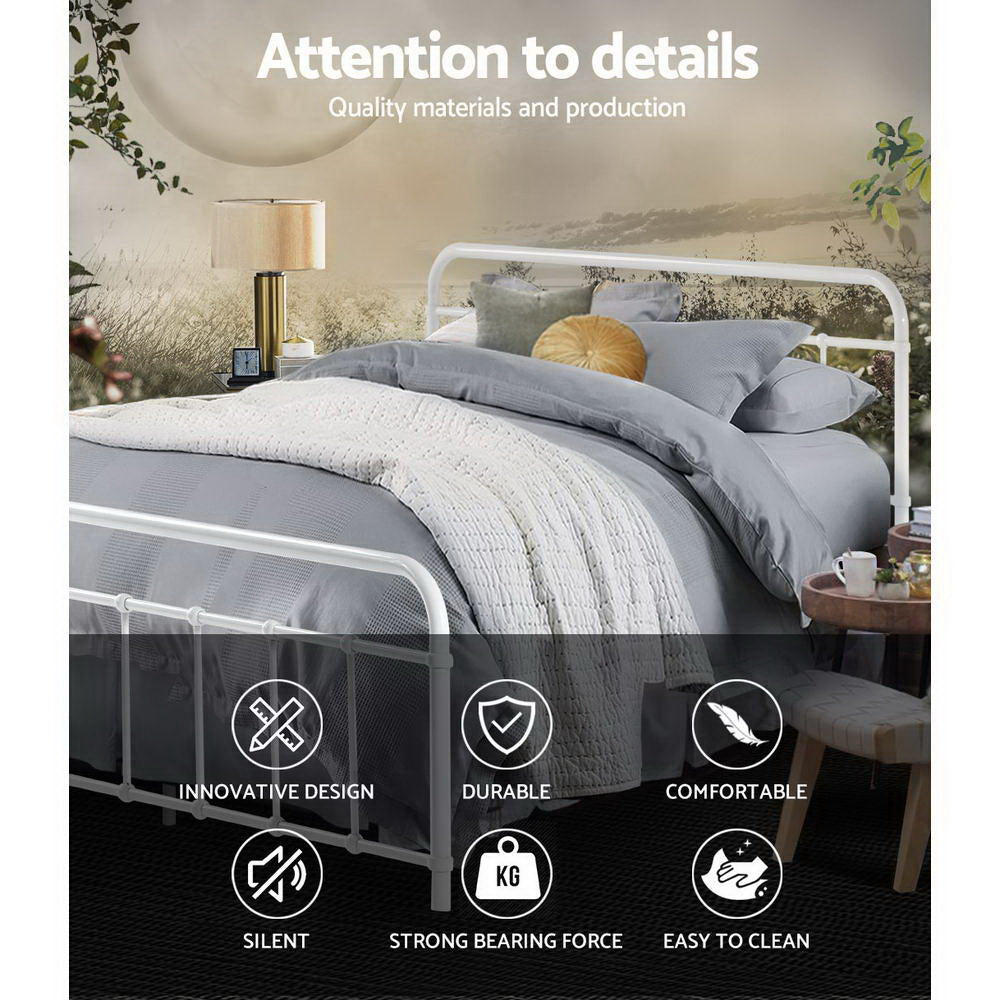 Artiss Bed Frame Metal Bed Frame LEO - Double (White) MBED-C-LEO-D-WH