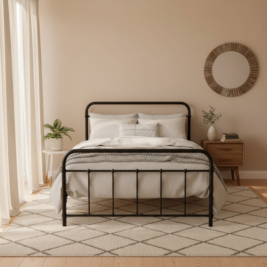 Artiss Bed Frame Metal Bed Frame LEO - King Single(Black) MBED-C-LEO-KS-BK