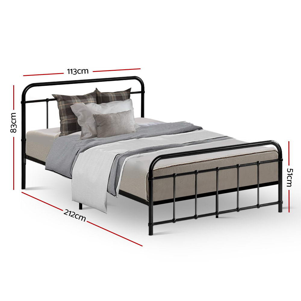 Artiss Bed Frame Metal Bed Frame LEO - King Single(Black) MBED-C-LEO-KS-BK