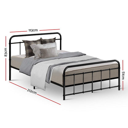 Artiss Bed Frame Metal Bed Frame LEO - King Single(Black) MBED-C-LEO-KS-BK