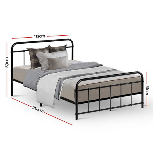 Artiss Bed Frame Metal Bed Frame LEO - King Single(Black) MBED-C-LEO-KS-BK