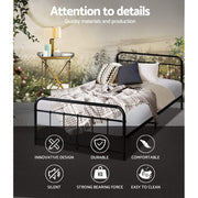 Artiss Bed Frame Metal Bed Frame LEO - King Single(Black) MBED-C-LEO-KS-BK