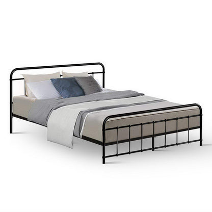 Artiss Bed Frame Metal Bed Frame LEO - Queen (Black) MBED-C-LEO-Q-BK