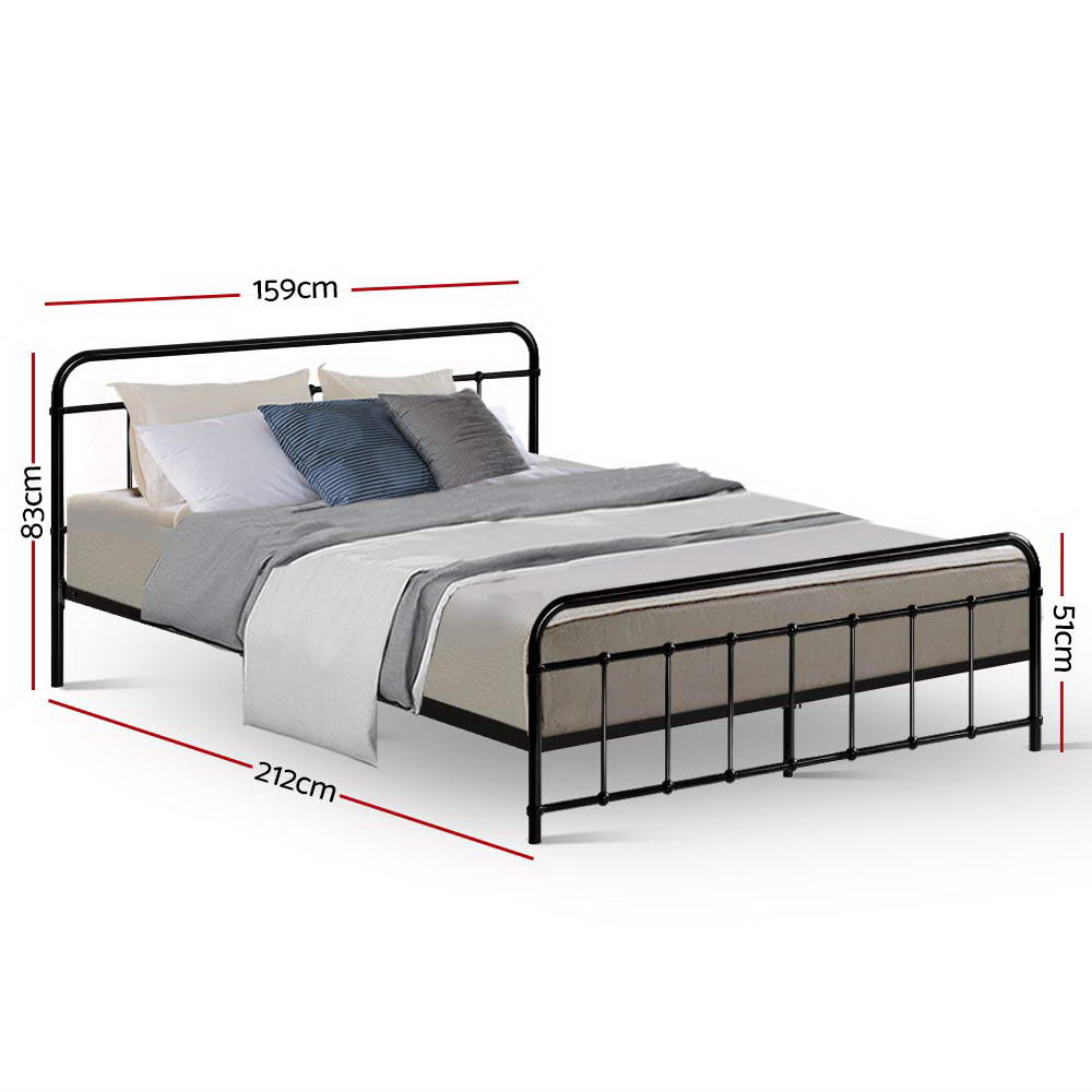 Artiss Bed Frame Metal Bed Frame LEO - Queen (Black) MBED-C-LEO-Q-BK