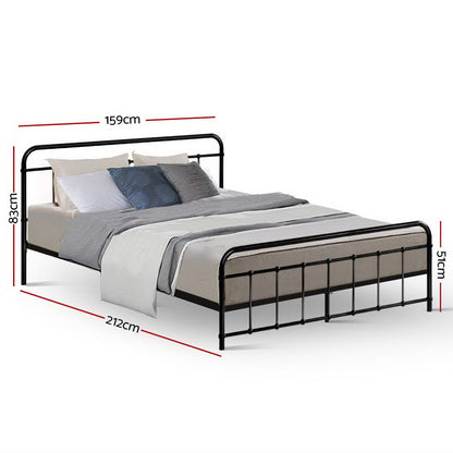 Artiss Bed Frame Metal Bed Frame LEO - Queen (Black) MBED-C-LEO-Q-BK