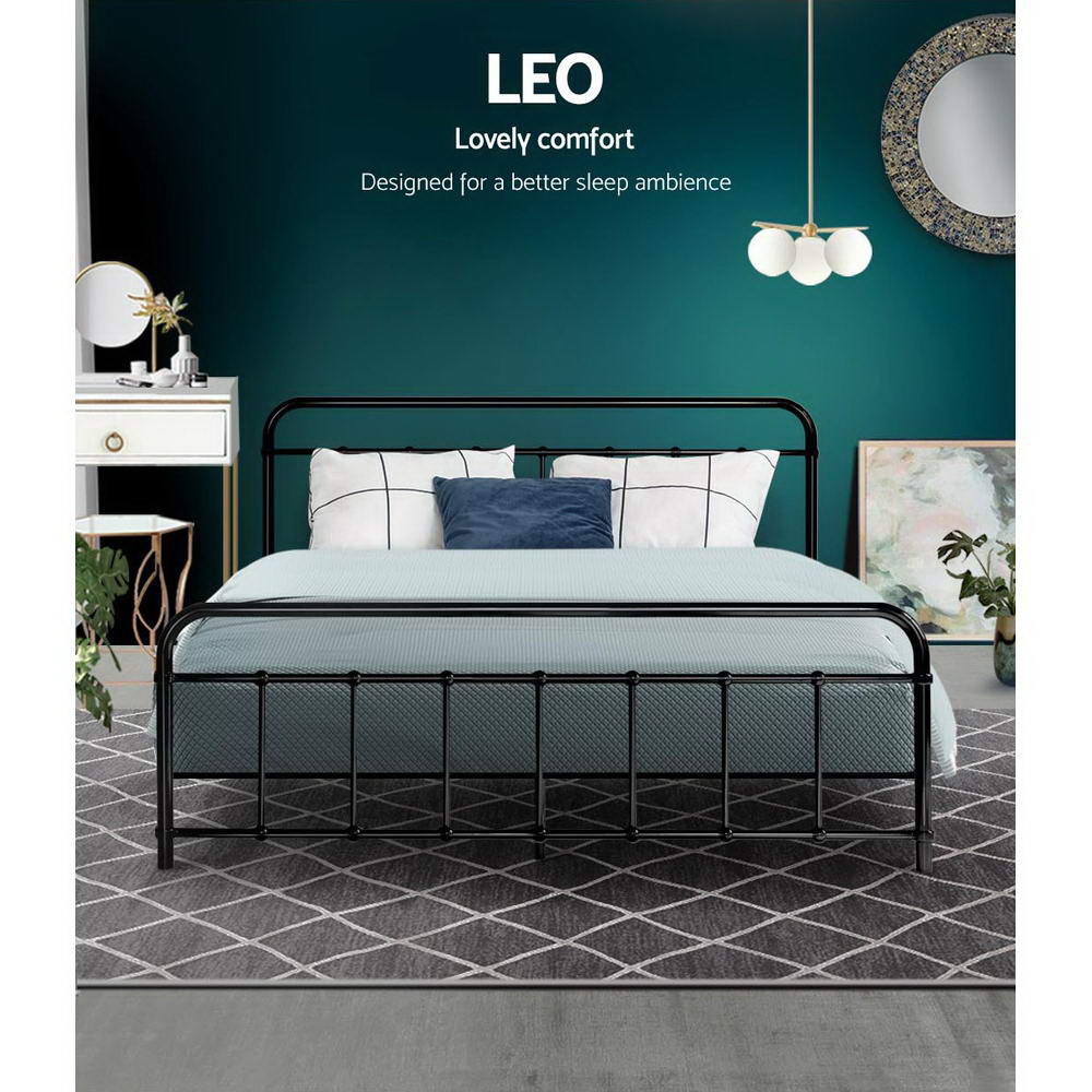 Artiss Bed Frame Metal Bed Frame LEO - Queen (Black) MBED-C-LEO-Q-BK