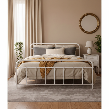 Artiss Bed Frame Metal Bed Frame LEO - Queen (White) MBED-C-LEO-Q-WH
