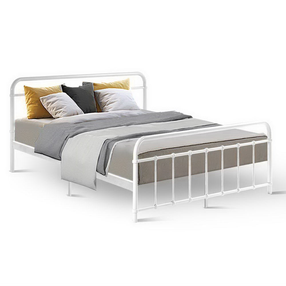 Artiss Bed Frame Metal Bed Frame LEO - Queen (White) MBED-C-LEO-Q-WH