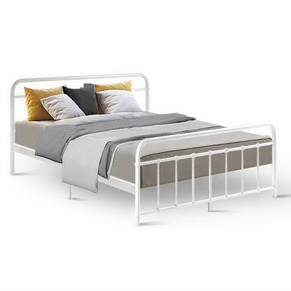 Artiss Bed Frame Metal Bed Frame LEO - Queen (White) MBED-C-LEO-Q-WH