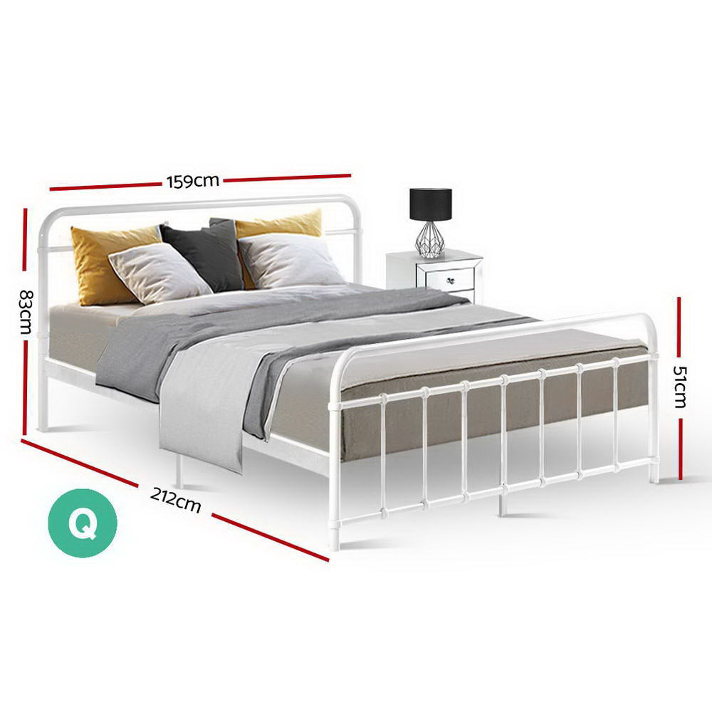 Artiss Bed Frame Metal Bed Frame LEO - Queen (White) MBED-C-LEO-Q-WH
