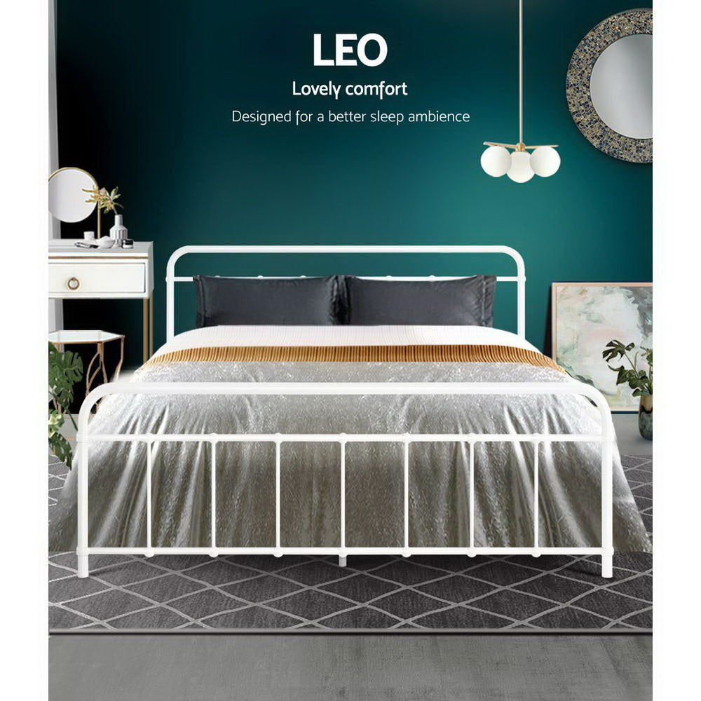 Artiss Bed Frame Metal Bed Frame LEO - Queen (White) MBED-C-LEO-Q-WH