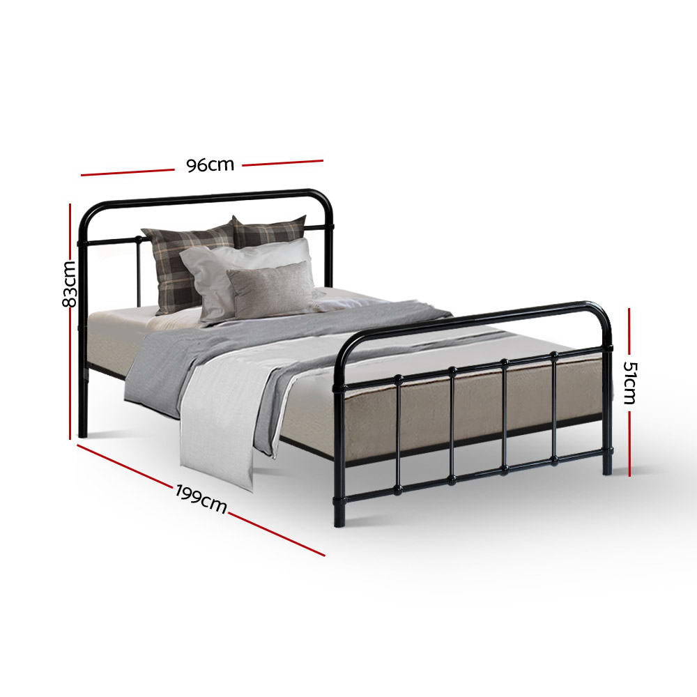 Artiss Bed Frame Metal Bed Frame LEO - Single (Black) MBED-C-LEO-S-BK