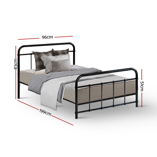 Artiss Bed Frame Metal Bed Frame LEO - Single (Black) MBED-C-LEO-S-BK