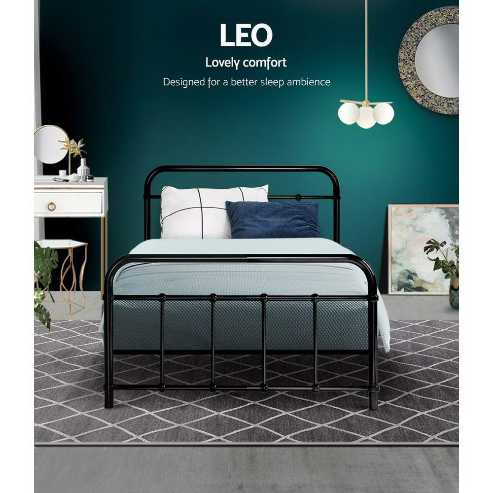 Artiss Bed Frame Metal Bed Frame LEO - Single (Black) MBED-C-LEO-S-BK