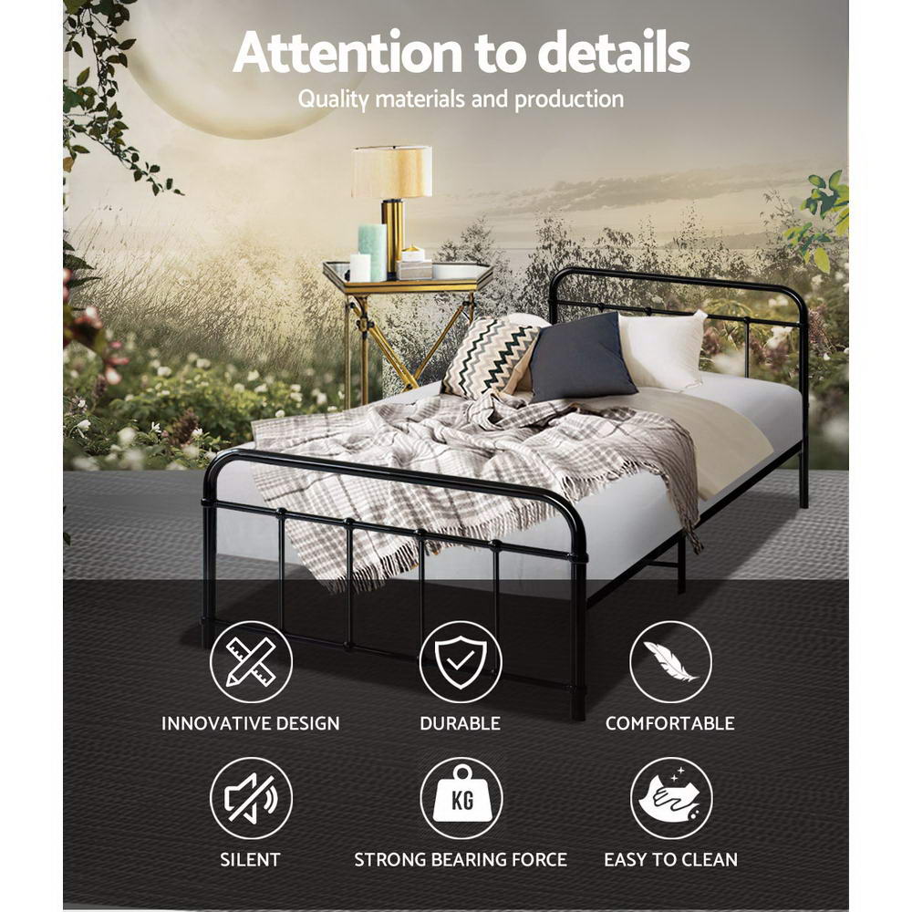 Artiss Bed Frame Metal Bed Frame LEO - Single (Black) MBED-C-LEO-S-BK