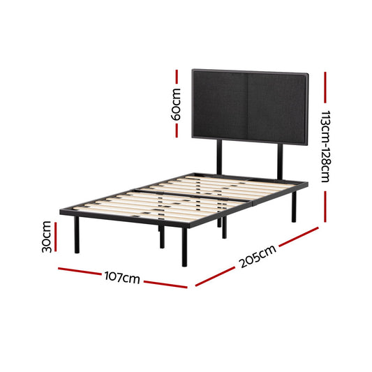 Artiss Bed Frame King Single Size Metal Frame NOE MBED-C-NOE-KS-BK
