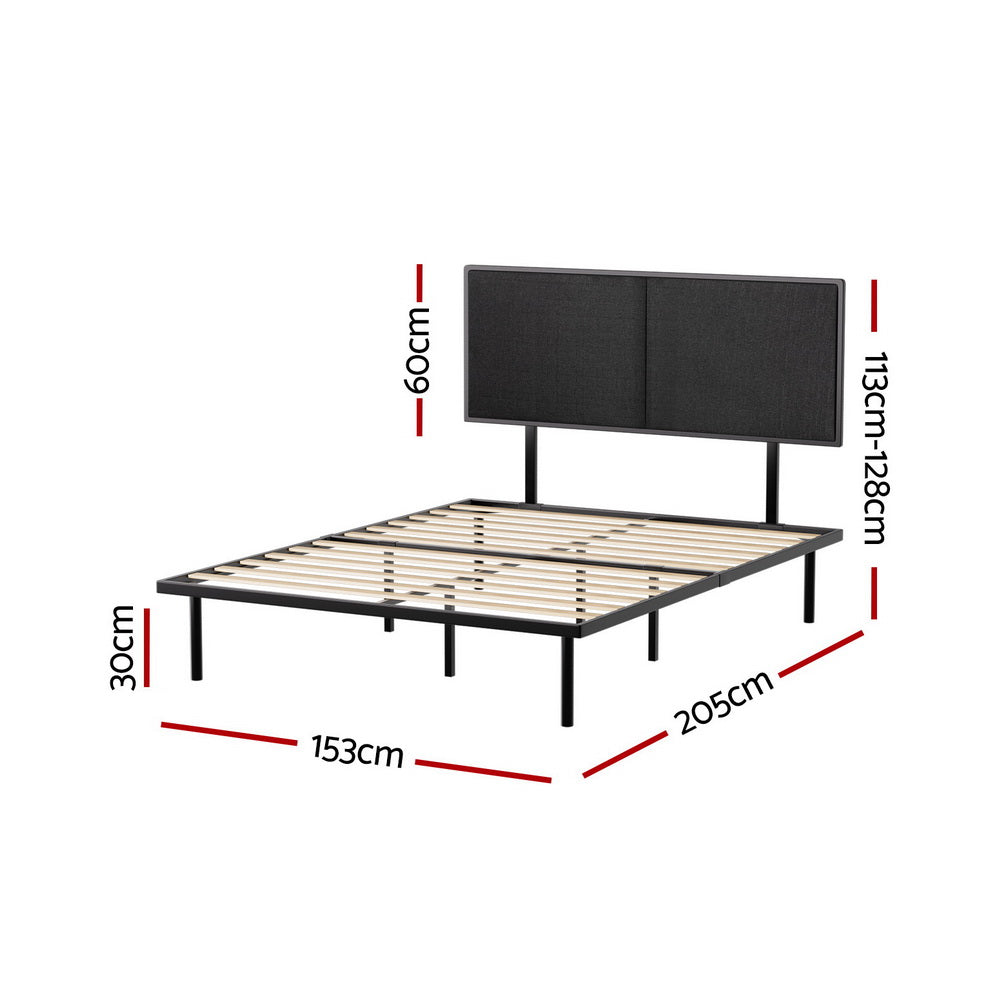 Artiss NOE Black Queen Metal Bed Frame MBED-C-NOE-Q-BK-AB