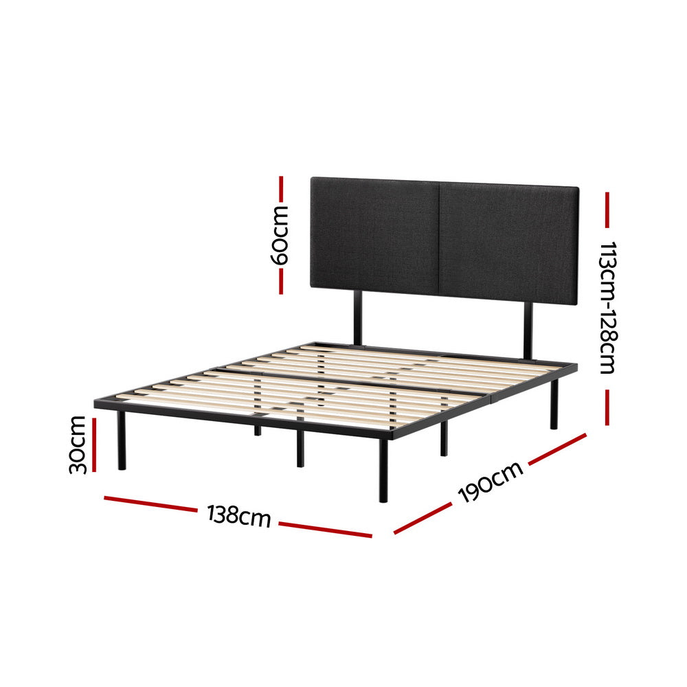 Artiss NOR Black Double Metal Bed Frame MBED-C-NOR-D-BK-AB